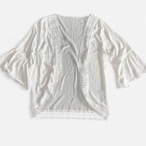 White Lace Kimono Lace Cover-Up Cardigan
